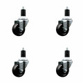 Service Caster 3'' SS Hard Rubber Wheel Swivel 1-1/2'' Expanding Stem Caster Set, 4PK SCC-SSEX20S314-HRS-112-4